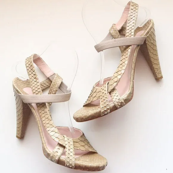 Chloe Sage Green Snakeskin Leather Open Toe Sandals Luxury Designer Summer Shoes - Picture 16 of 16